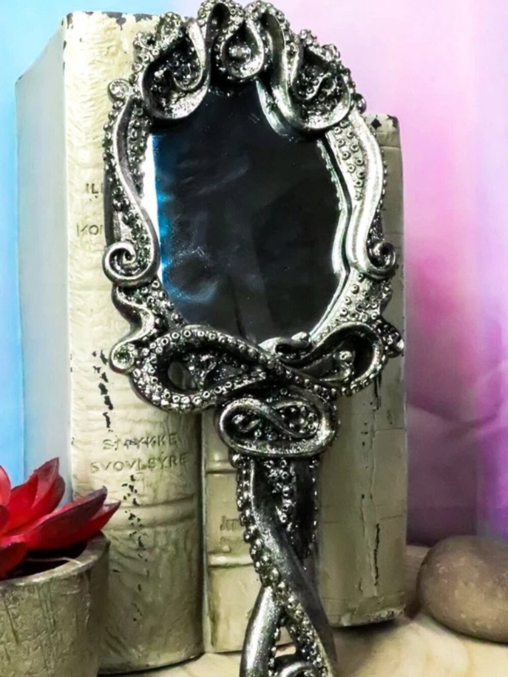 Alchemy Gothic ✦ Kraken Hand Held Mirror ✦ Tentacle Sculpted Gothic Decor NWT